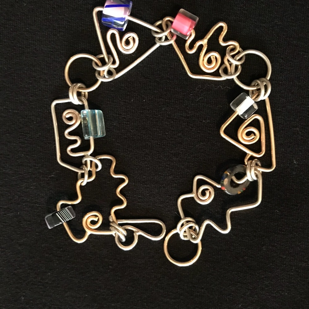 Silver and gold beaded bracelet